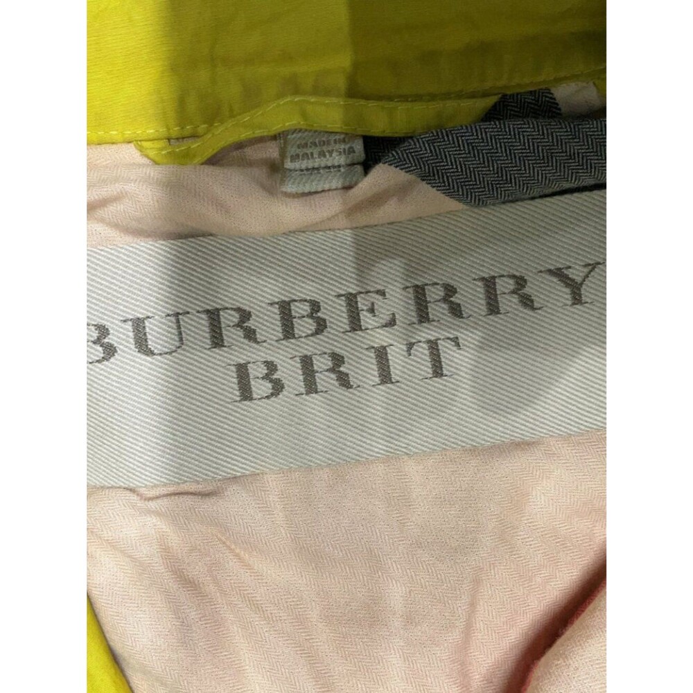 Burberry Womens Yellow Green Trench Coat Jacket. Size 6 - Picture 9 of 10
